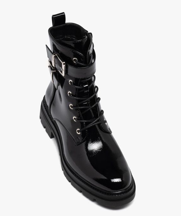 Boots vernies à semelle crantée et boucles femme vue5 - 5 MILES - GEMO