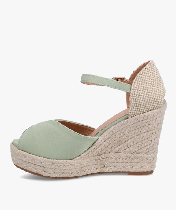 Sandales femme compensées en corde dessus satin uni vue3 - SANS MARQUE - GEMO