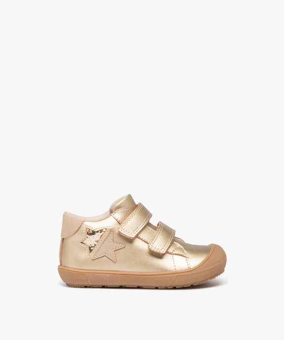 Chaussures premiers pas bébé fille à scratch effet doré avec étoile fantaisie vue1 - GEMO(BEBE DEBT) - GEMO