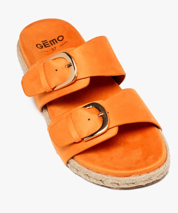 Mules femme unies avec brides à boucle en suédine et semelle corde vue5 - GEMO (CASUAL) - GEMO