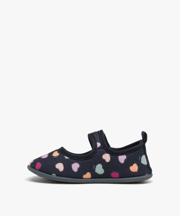 Chaussons fille ballerines en textile imprimé petits coeurs vue3 - GEMO 4G FILLE - GEMO