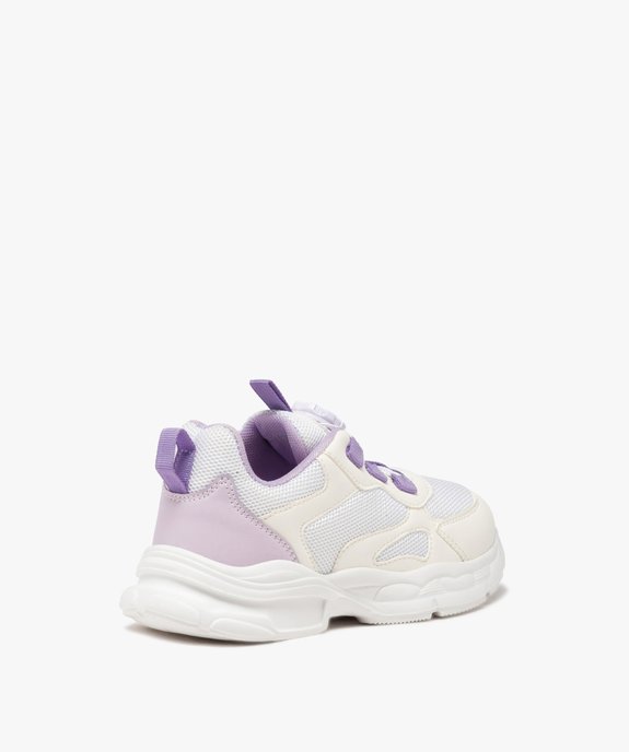 Baskets fille bicolores en mesh avec lacets à boucle rotati vue5 - GEMO 4G FILLE - GEMO