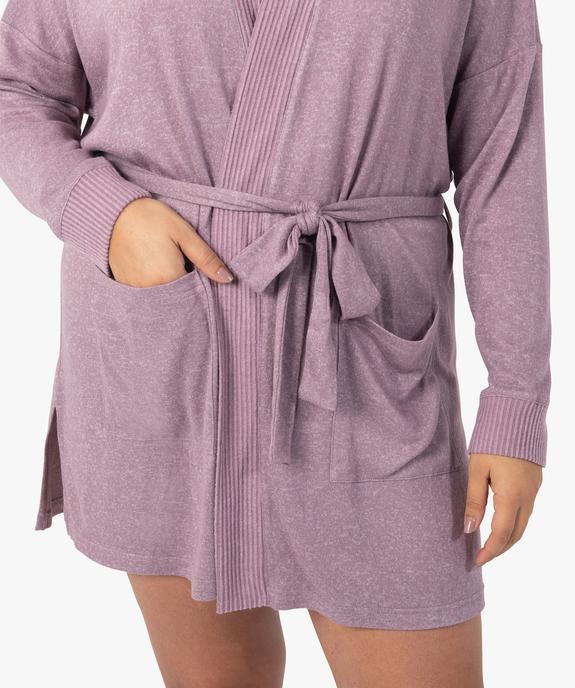 Veste d'intérieur femme grande taille en maille douce avec ceinture à nouer vue2 - GEMO(HOMWR FEM) - GEMO