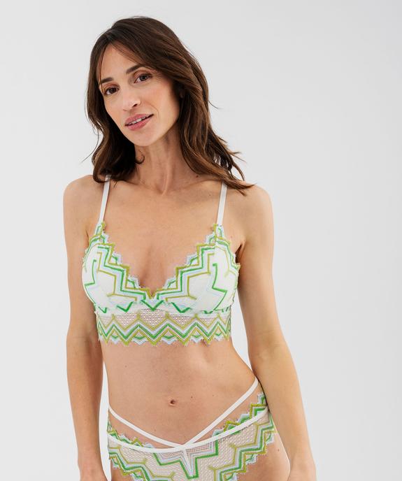 Soutien-gorge triangle en dentelle avec coussinets amovibles vue2 - GEMO(HOMWR FEM) - GEMO