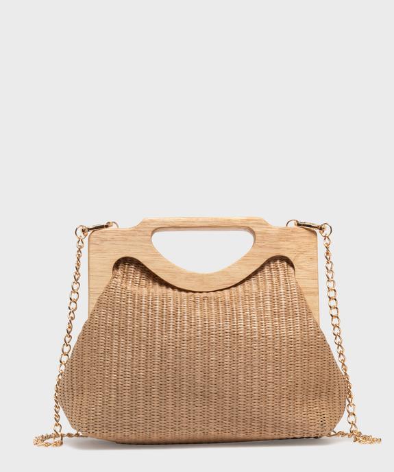 Sac à main à anses en bois et bandoulière en chaîne femme vue1 - GEMO (ACCESS) - GEMO