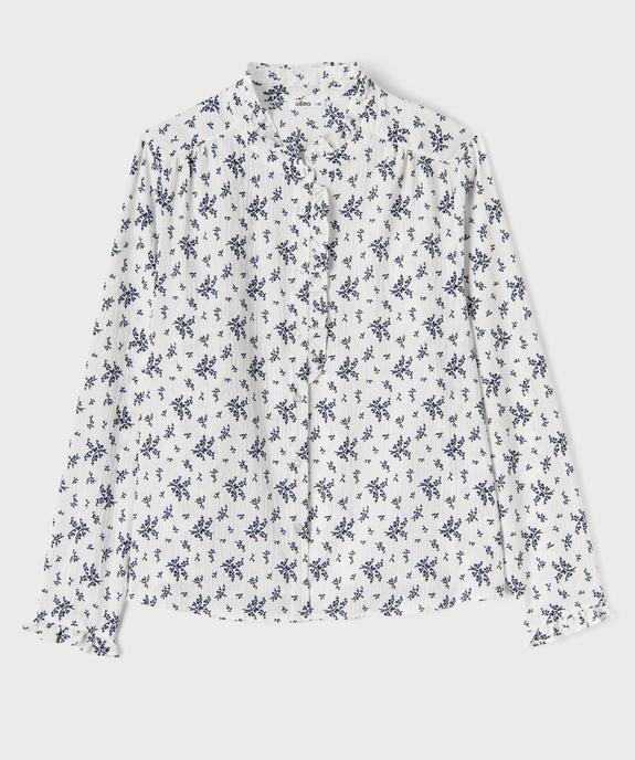 Chemise manches longues en tissu texturé et fleuri femme grande taille vue1 - GEMO (G TAILLE) - GEMO
