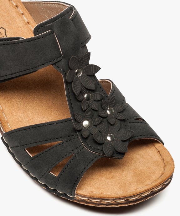 Mules femme confort avec fleurs en relief et bride à scratch vue6 - GEMO (CONFORT) - GEMO