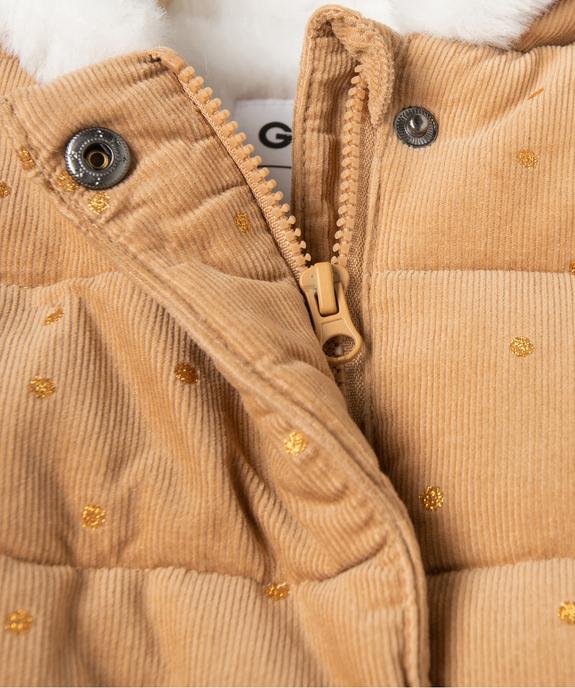 Parka bébé fille en velours côtelé à pois dorés avec écharpe douce vue4 - GEMO 4G BEBE - GEMO