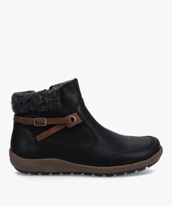 Boots confort femme à talon plat et col en maille vue1 - SOFTRELAX - GEMO