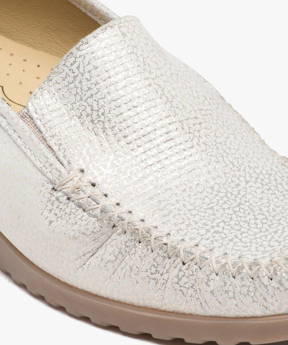 Mocassins femme confort dessus cuir métallisé souple vue6 - GEMO 4G FEMME - GEMO
