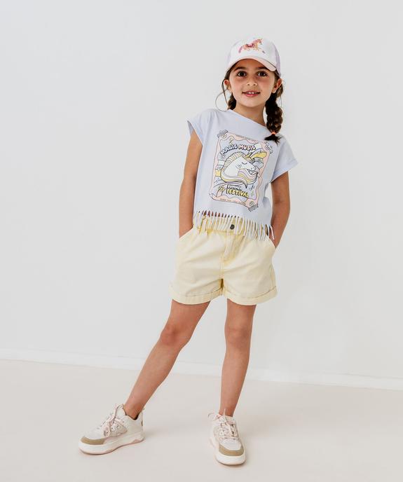 Short en toile taille haute avec ceinture élastique fille vue1 - GEMO 4G FILLE - GEMO
