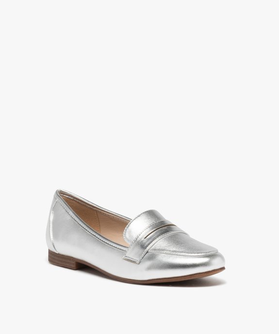 Mocassins femme unis effet métallisé Penny Loafer vue3 - GEMO 4G FEMME - GEMO