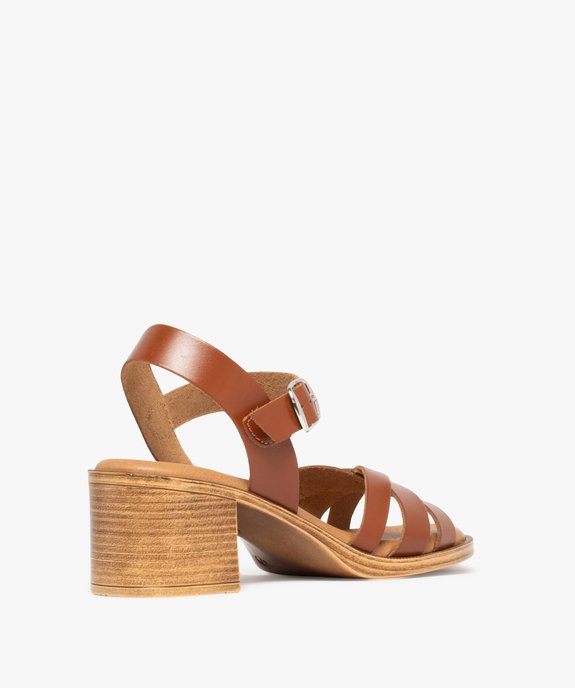 Sandales femme à talon carré avec brides unies  vue4 - GEMO(URBAIN) - GEMO