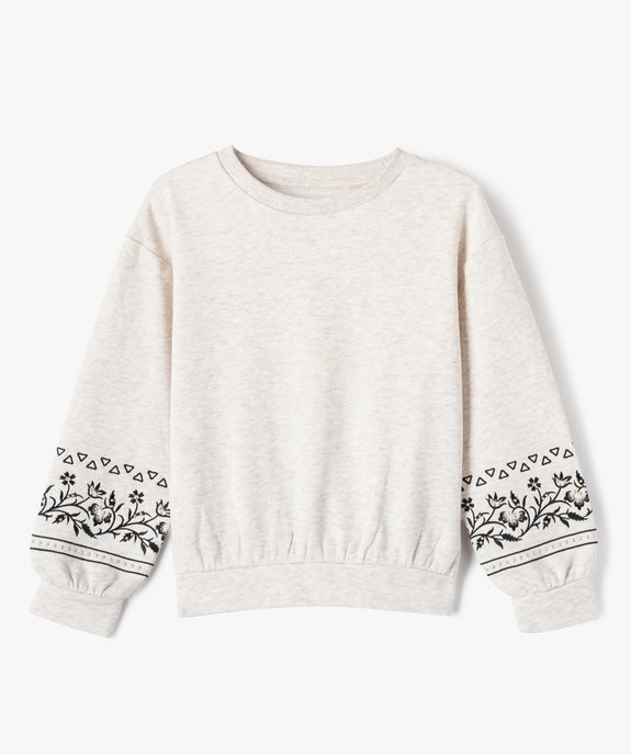 Sweat avec motifs brodés sur les manches fille vue1 - GEMO (ENFANT) - GEMO