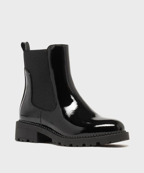 Boots femme vernies style Chelsea à semelle crantée vue10 - 5 MILES - GEMO