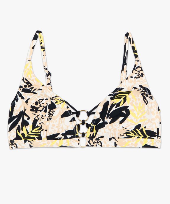 Haut de maillot de bain femme triangle avec anneaux métalliques vue4 - GEMO (PLAGE) - GEMO