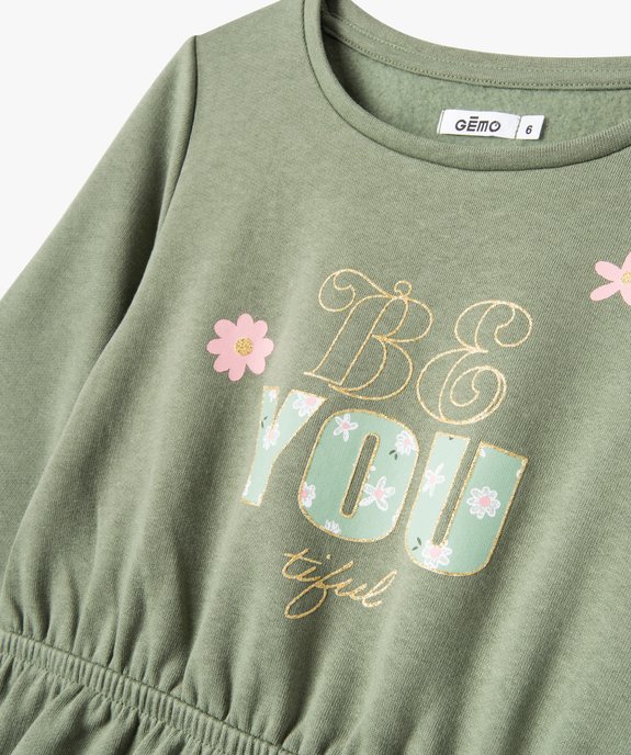 Robe sweat à manches longues avec motif pailleté fille vue2 - GEMO (ENFANT) - GEMO