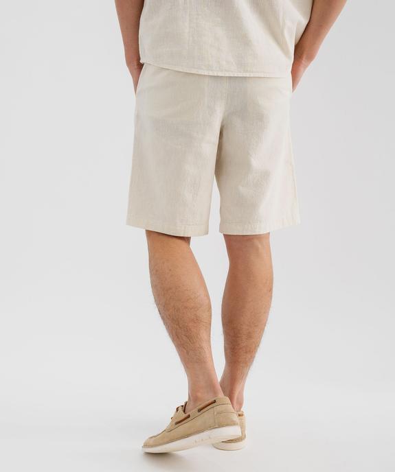 Bermuda en lin et coton coupe regular homme vue3 - GEMO 4G HOMME - GEMO