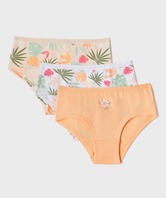 Shorties en coton stretch à motifs feuillages fille (lot de 3) vue1 - GEMO 4G FILLE - GEMO