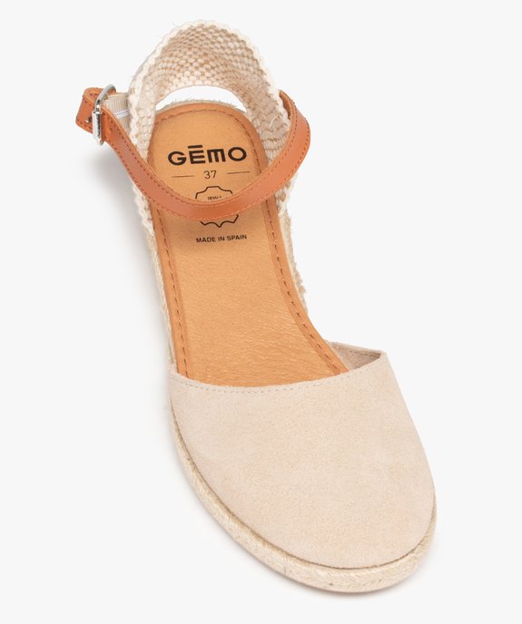 Sandales femme à petit talon compensé dessus cuir vue5 - GEMO (CASUAL) - GEMO