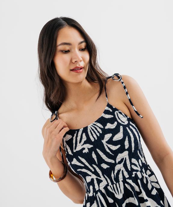 Robe midi à fines bretelles en tissu texturé femme vue2 - GEMO 4G FEMME - GEMO
