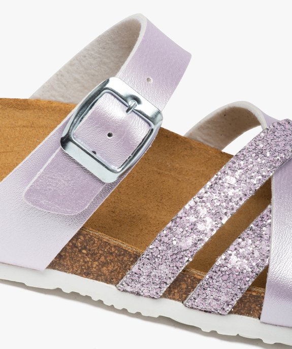 Mules femme plates à brides métallisées et pailletées vue6 - GEMO (CASUAL) - GEMO