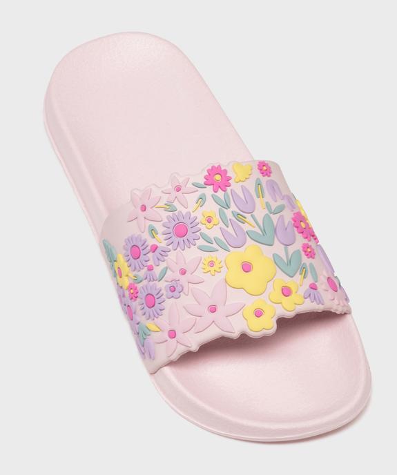 Mules de plage à motifs fleuris en relief fille vue5 - GEMO (PLAGE) - GEMO