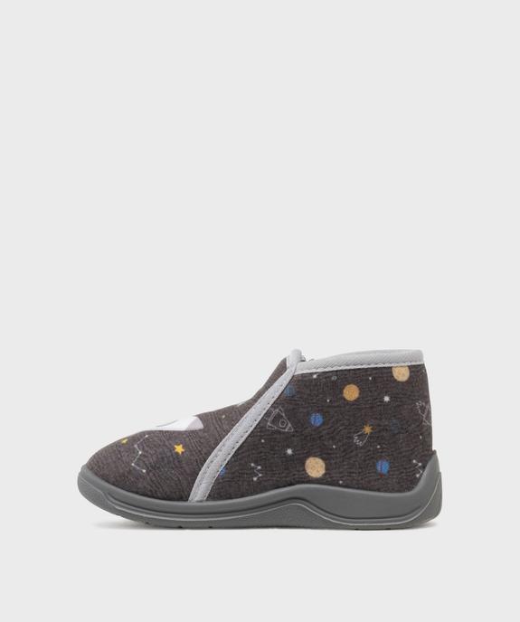Chaussons en velours montants à zip imprimé fusée garçon vue3 - GEMO (ENFANT) - GEMO