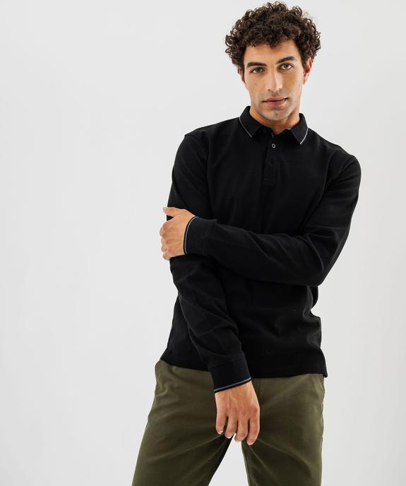 Polo à manches longues en maille fantaisie homme vue1 - GEMO 4G HOMME - GEMO