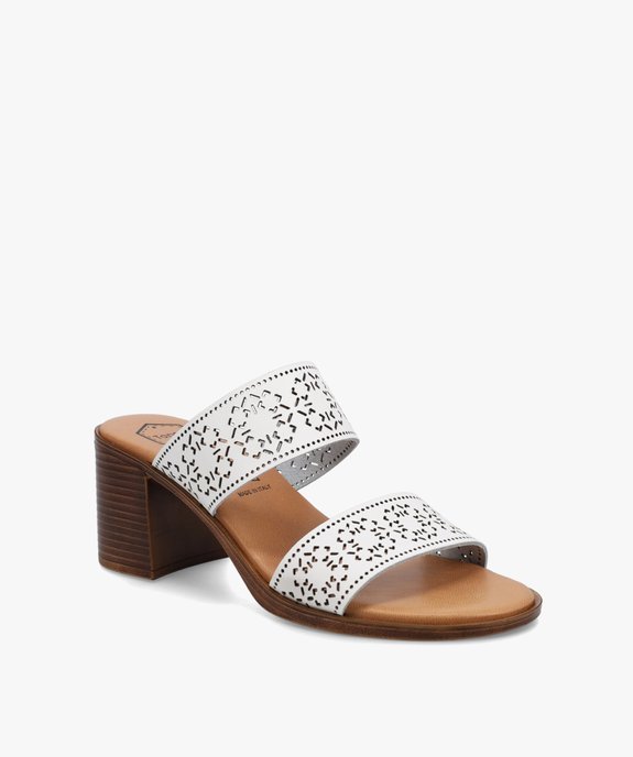 Mules femme à talon dessus cuir ajouré - Tanéo vue2 - TANEO - GEMO