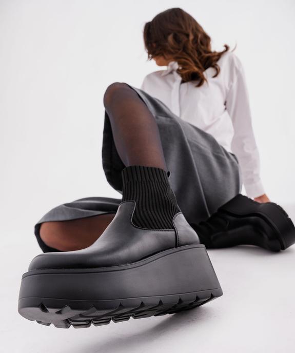 Boots avec tige chaussette et semelle plateforme femme - 5 Miles - 5 MILES Boots avec tige chaussette et semelle plateforme femme - 5 Miles vue1 - 5 MILES - GEMO