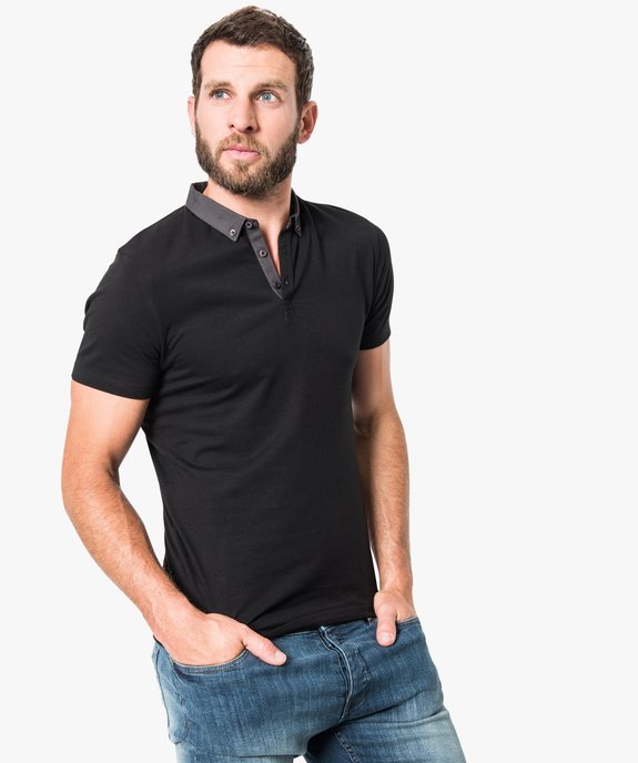 Polo à manches courtes col chemise vue1 - GEMO (HOMME) - GEMO