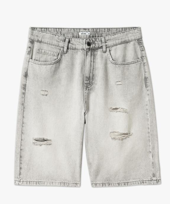 Bermuda en jean aspect usé coupe ample homme vue4 - GEMO (HOMME) - GEMO