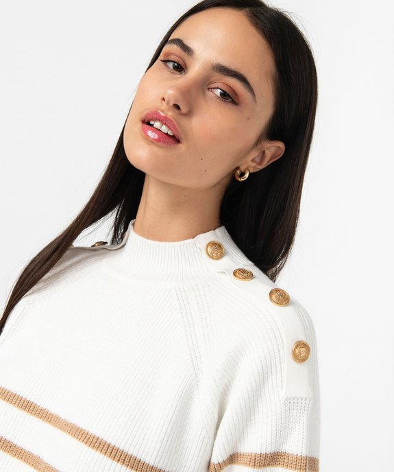 Pull rayé avec boutons sur les épaules femme vue5 - GEMO 4G FEMME - GEMO