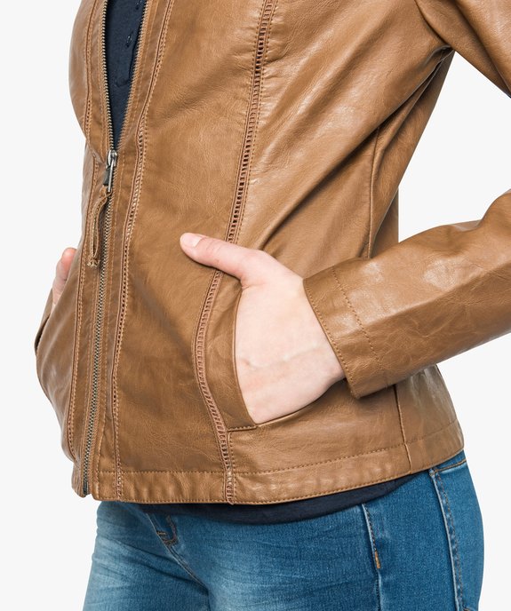 Veste femme imitation cuir avec finitions ajourées vue2 - GEMO(FEMME PAP) - GEMO