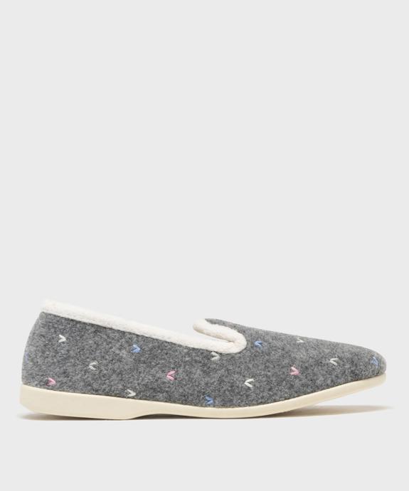 Chaussons pantoufles en velours brodé femme vue1 - G'FLEX GEMO FOR GOOD - GEMO