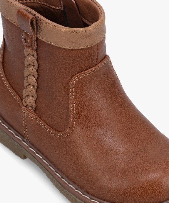 Boots bébé fille unies avec bride tressée sur le côté vue6 - GEMO(BEBE DEBT) - GEMO