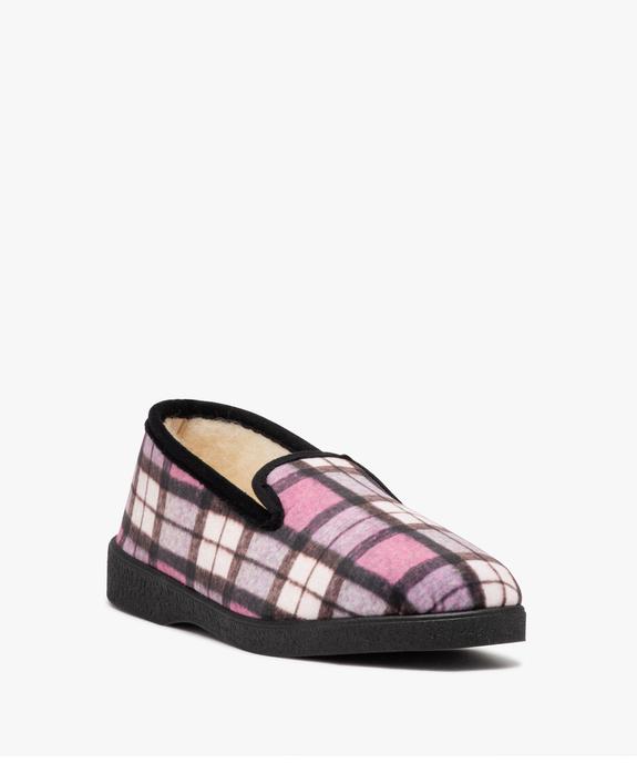 Chaussons femme pantoufles à carreaux intérieur en laine vue2 - GEMO(HOMWR FEM) - GEMO