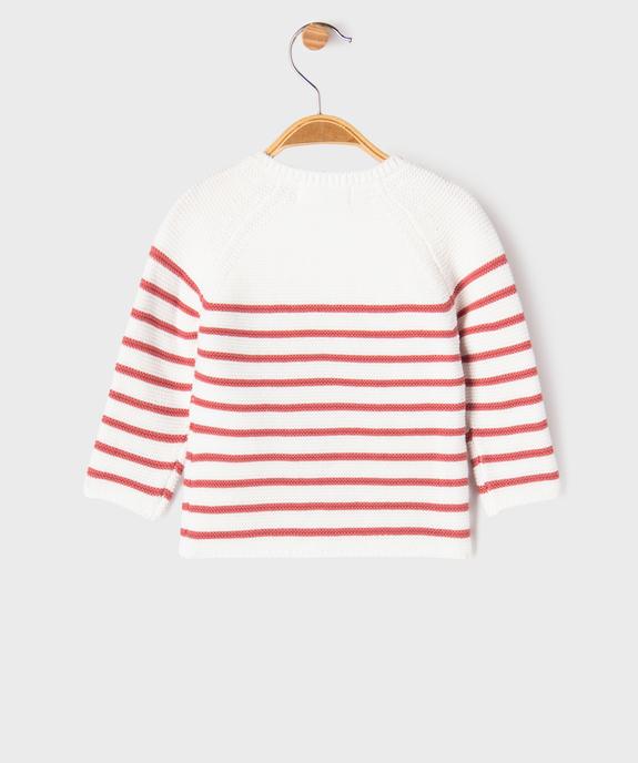 Pull brassière rayé avec message brodé bébé fille vue3 - GEMO(BB COUCHE) - GEMO