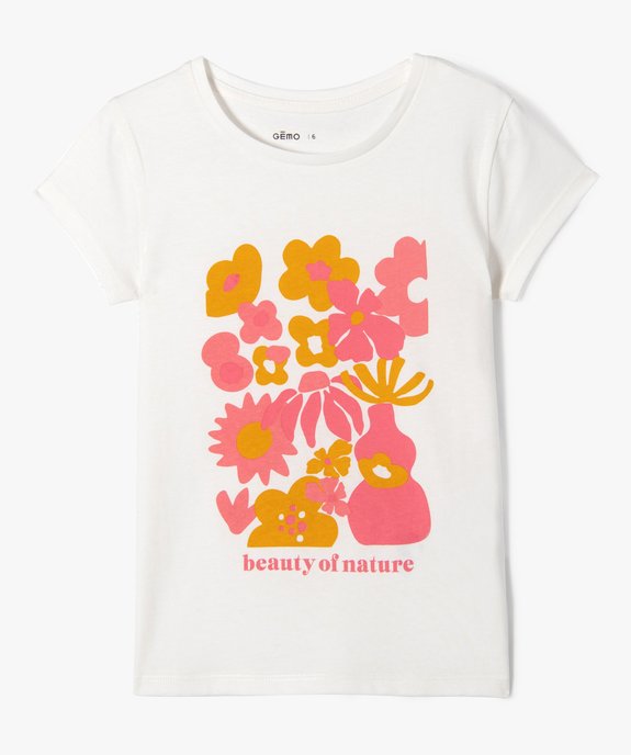 Tee-shirt à manches ultra courtes avec motif girly fille vue1 - GEMO 4G FILLE - GEMO