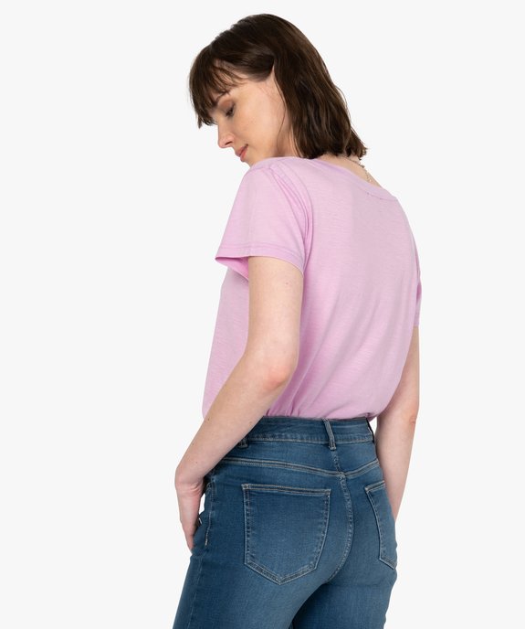 Tee-shirt femme à manches courtes et grand col V vue3 - GEMO(FEMME PAP) - GEMO
