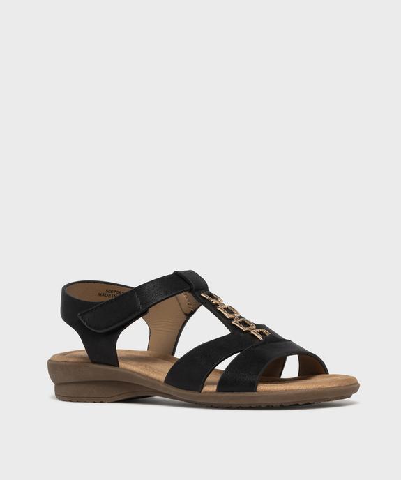 Sandales confort femme avec bijou et fermeture scratch vue2 - G'FLEX - GEMO