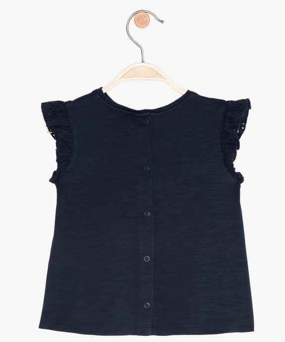 Tee-shirt bébé fille sans manches avec dentelle et liseré pailleté vue3 - GEMO 4G BEBE - GEMO