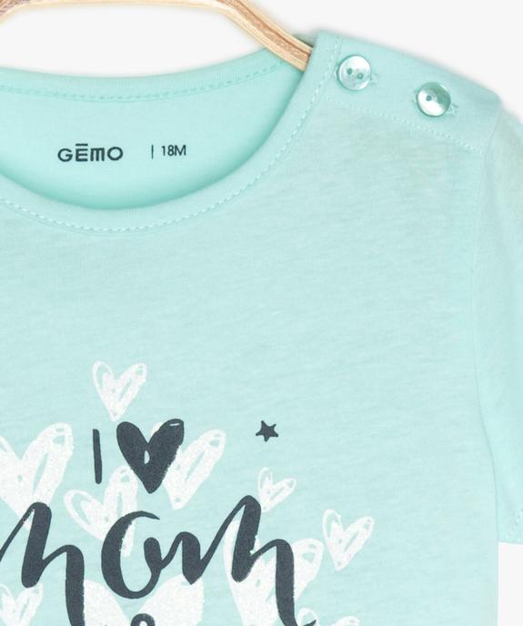 Tee-shirt bébé fille à manches courtes et motif pailleté vue2 - GEMO 4G BEBE - GEMO