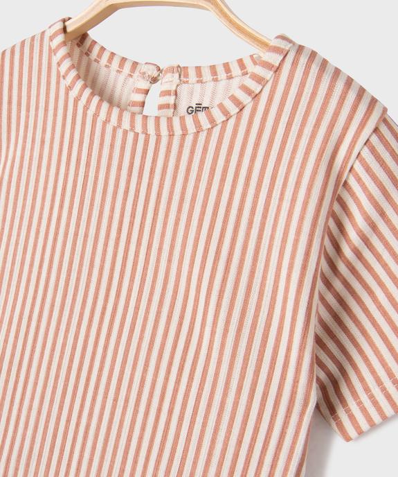 Tee-shirt manches courtes avec volant dans le bas bébé fille vue2 - GEMO(BEBE DEBT) - GEMO