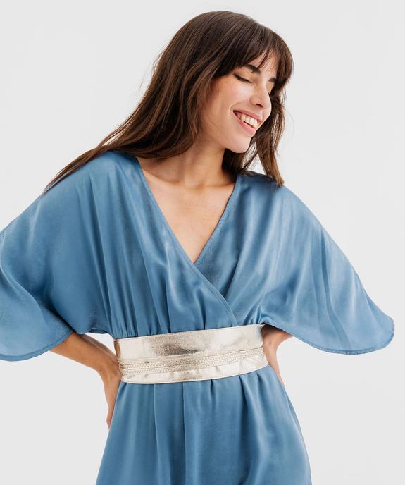 Robe longue en voile satiné à encolure cache-cœur femme vue4 - GEMO(FEMME PAP) - GEMO