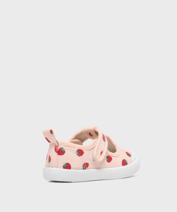 Tennis babies en toile à motifs fraises fermeture scratch fille - Lovely Wings vue4 - LOVELY WINGS GEMO FOR GOOD - GEMO