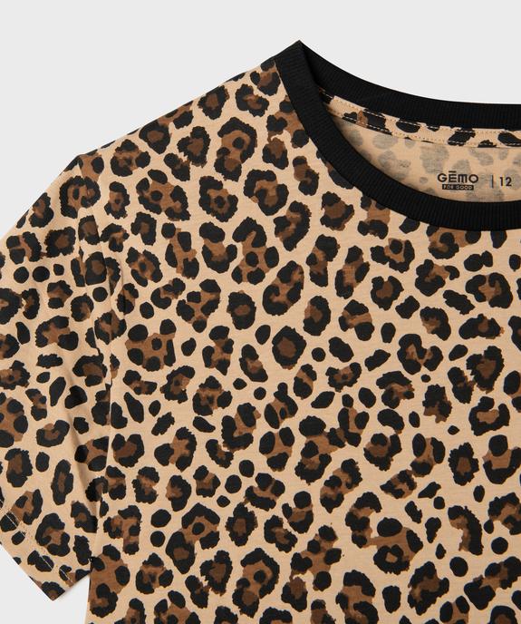 Tee-shirt manches courtes à motif léopard fille vue2 - GEMO 4G FILLE - GEMO