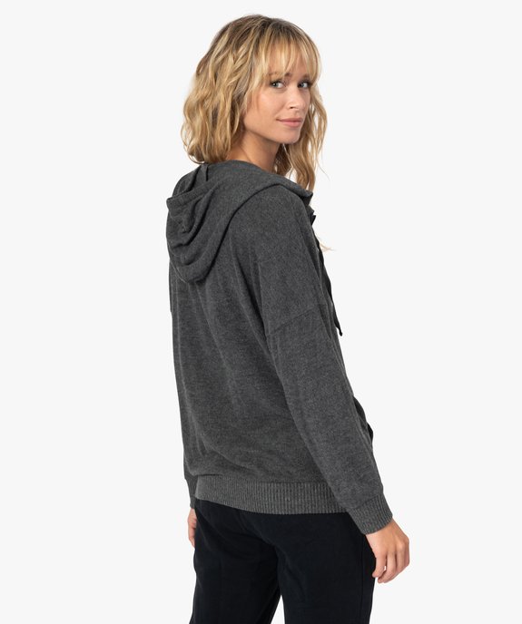 Veste d'intérieur femme en maille fine et douce vue3 - GEMO(HOMWR FEM) - GEMO