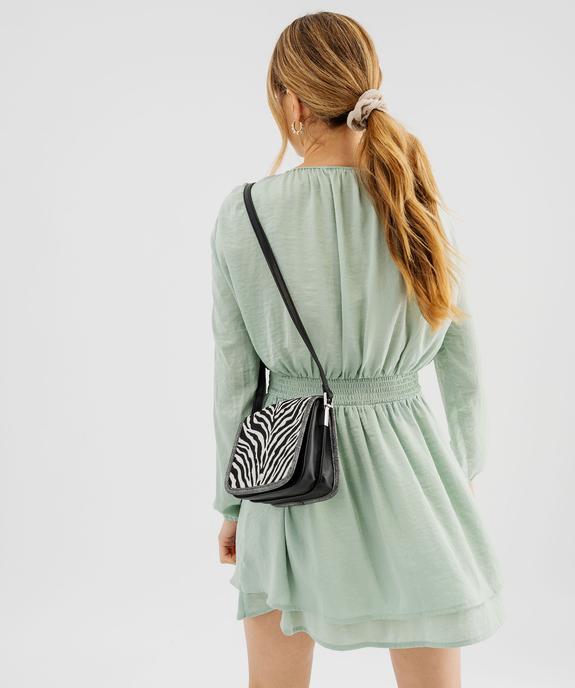 Robe courte à manches longues en satin femme vue4 - GEMO(FEMME PAP) - GEMO